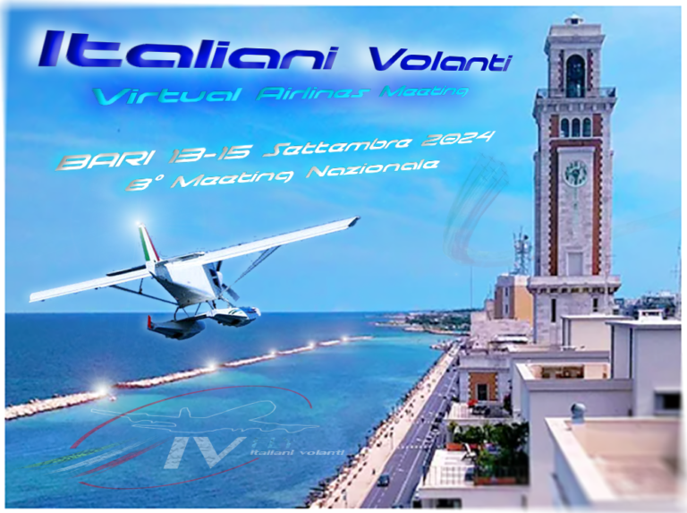 Locandina dell'8° Meeting nazionale di Italiani Volanti a Bari, 13-15 settembre 2024