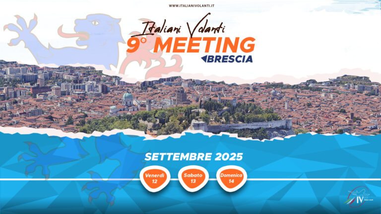 Locandina del 9° Meeting nazionale di Italiani Volanti a Brescia, 12-14 settembre 2025