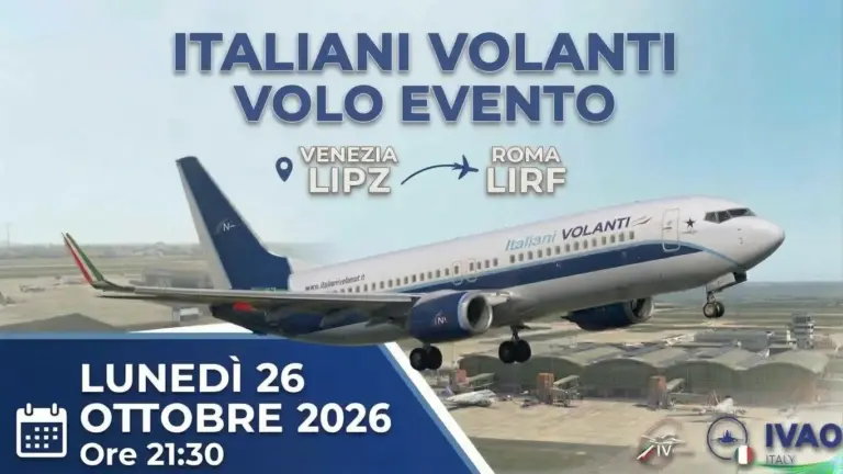Locandina dell'evento IFR ITALIA- LIPZ Tessera ---> LIRF Fiumicino della Virtual Airline di Italiani Volanti